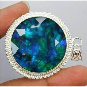 Natural certified 99.15CT Ammolite Pendant in 925 Sterling Silver w/ 18” chain